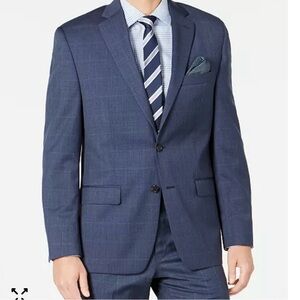 Men's Classic-Fit UltraFlex Stretch Blue Wool Suit Separate Jacket